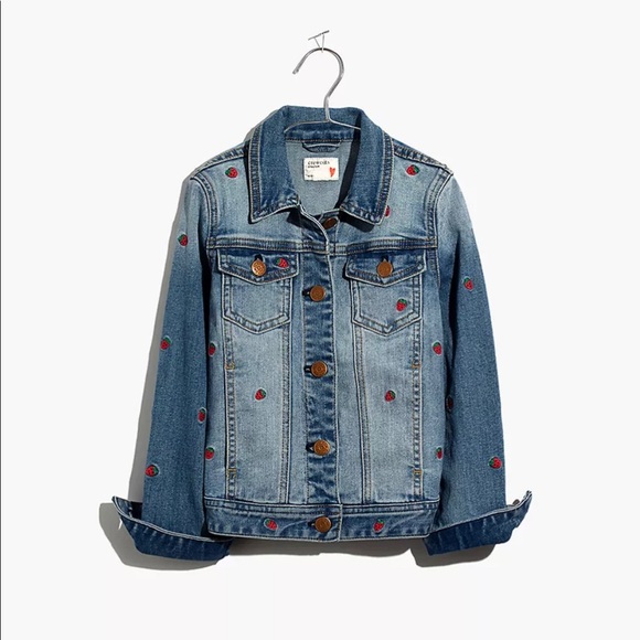 J. Crew Other - J CREW Kids' Strawberry Embroidered Jean Jacket